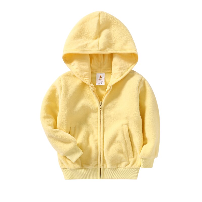 Baby Jongen Jas Kinderen Jas Herfst Meisje Uitloper Jas Capuchon Fleece Cartoon Geborduurde Rits Top: Yellow / 5T