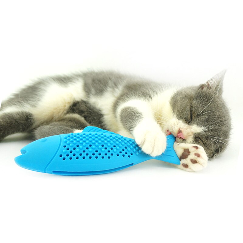 Cat Teeth Cleaning Dental Care Chew Stick Catnip Toys For Pet Cat Toy Interactive Fish Catnip Toys Safe Food Grade Silicone