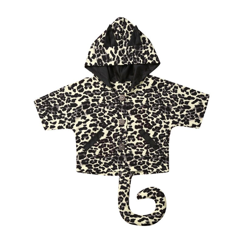 Kids Baby Boys Girls Clothes Long Sleeve Sleeve 3D Leopard Hooded Coat Jacket Warm Outwear Tops 6M-4Y