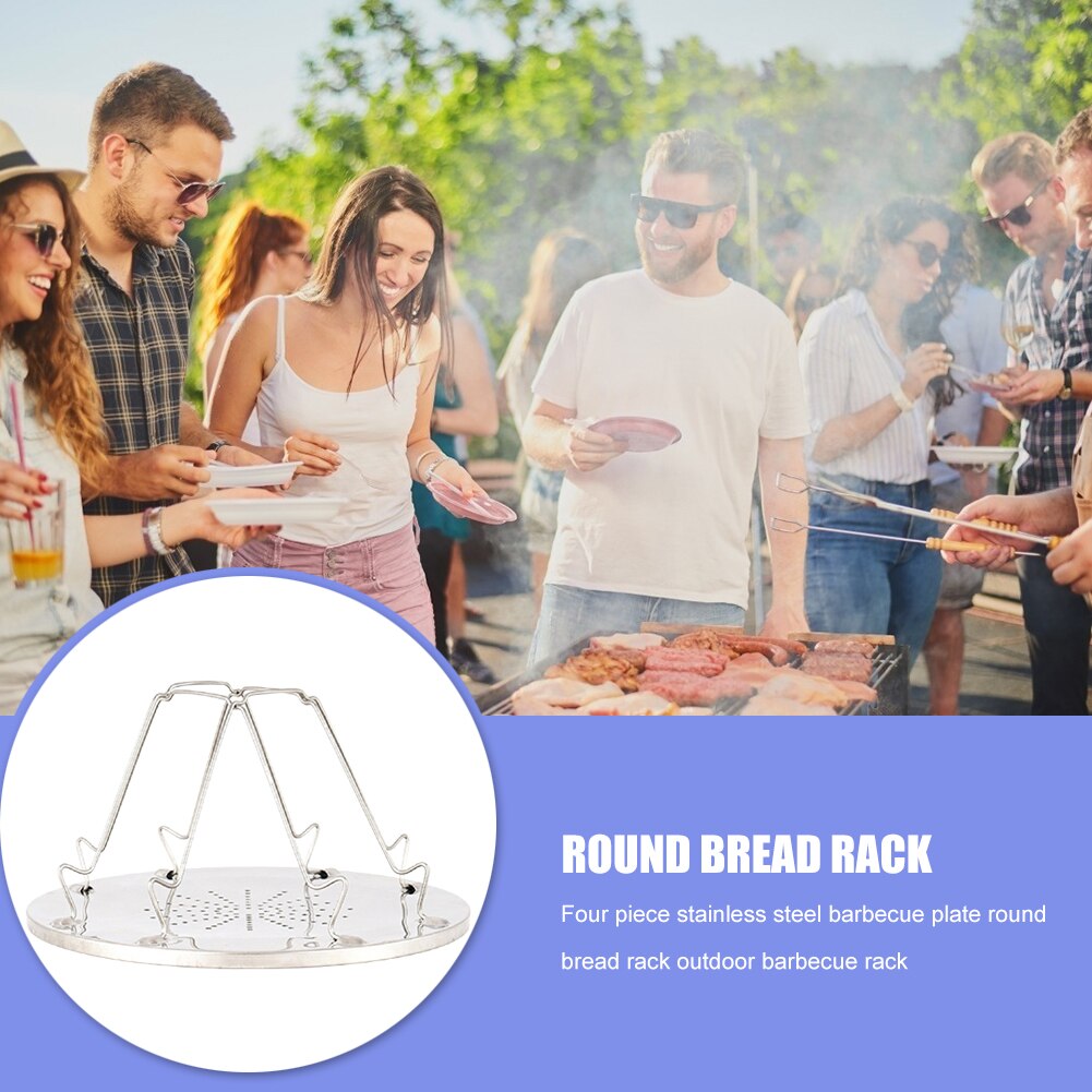 4 skiver brødrister bakke brød toast stativ komfur grill udendørs camping foldbar tallerken til husholdning køkken bbq forsyninger