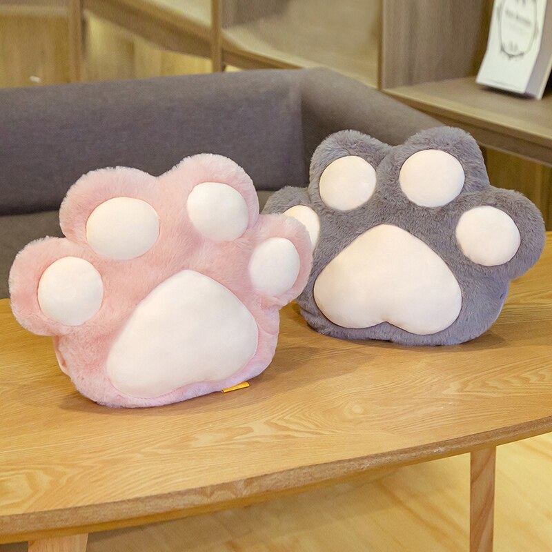 35*26cm Cute Cat Paw Warm Hands Pillow With Holes Colorful White Pink Grey Brown Animal Paw Cushion For Winter Christmas