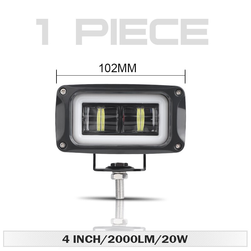 8D Lens 4 Inch Led Rijden Licht Angel Eye 2000LM 20W 6000K Led Verlichting Dagrijverlichting fit Voor Offroad Suv Boot: 1pcs 8D White