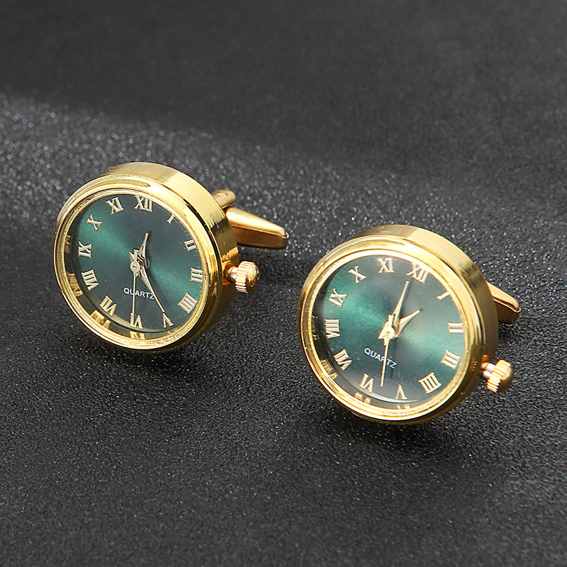 Luksus ure til mænd #39 klassisk fransk business skjorte tilbehør roterende ur guld manchetknapp jubilæum: Grøn
