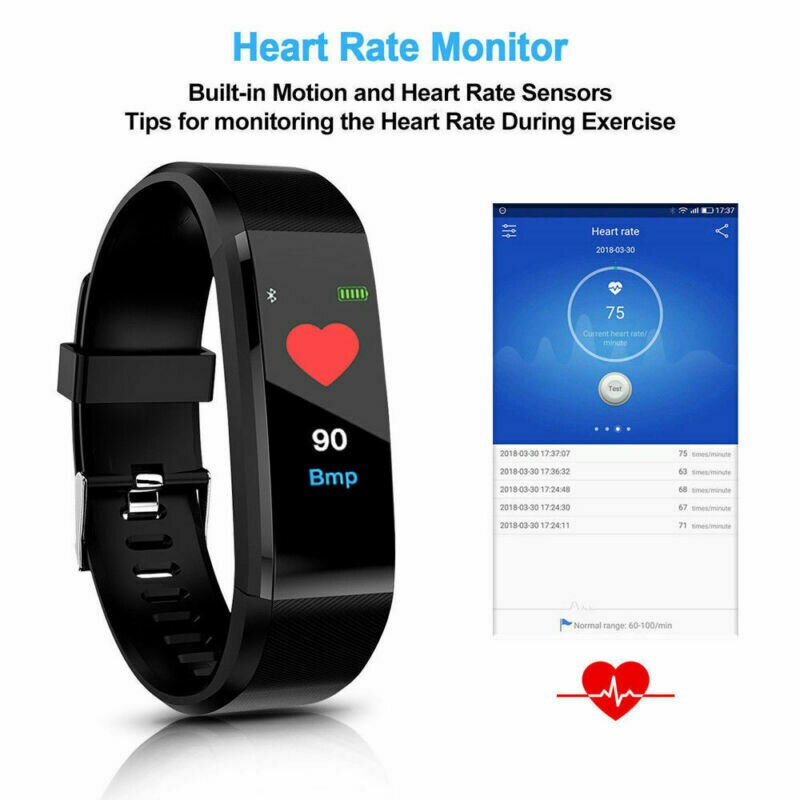115 Plus Smart Wrist Watch Health Fitness Tracker Heart Rate Monitor Pedometer Yoho Sports Waterproof OLED Screen Wristband