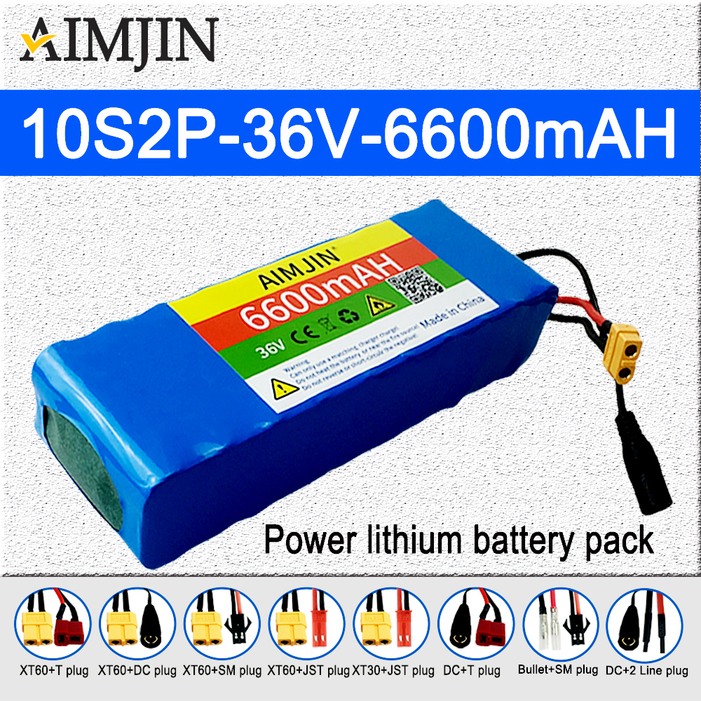18650 10S2P 36V 6.6Ah Lithium Battery Pack Built-in BMS,For Electric 36V Scooter Bicycle