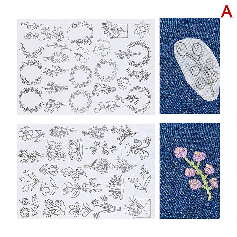 2pc Water Soluble Stabilizer Embroidery Stick And Stitch Embroidery Paper Tear Away Embroidery Stabilizers With Flower Patterns: WHITE