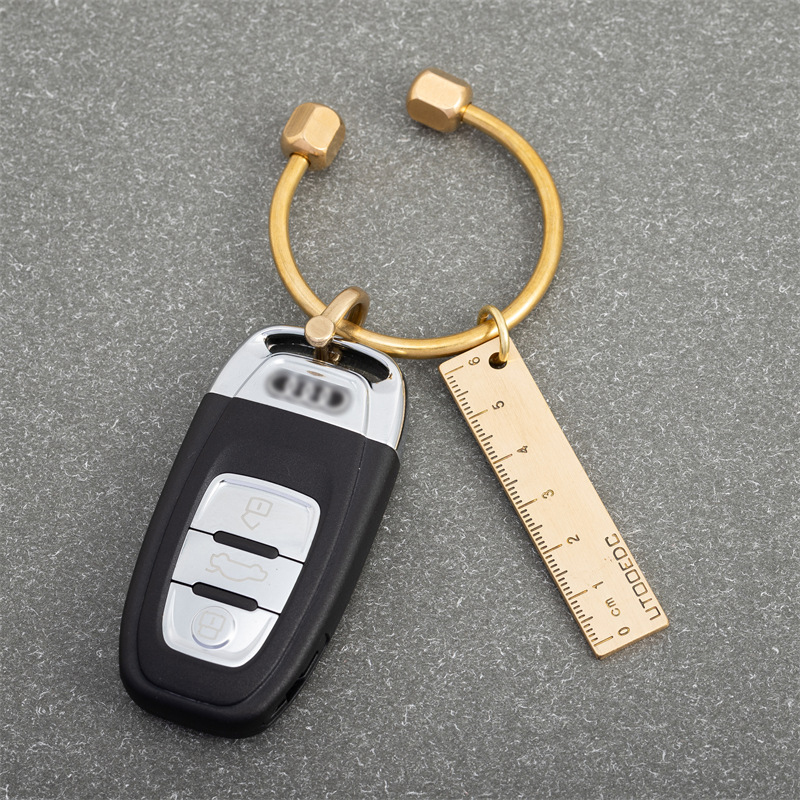 Brass Keychain Minimalist Thread Buckle Screw Key Ring Retro Copper Car Key Ring