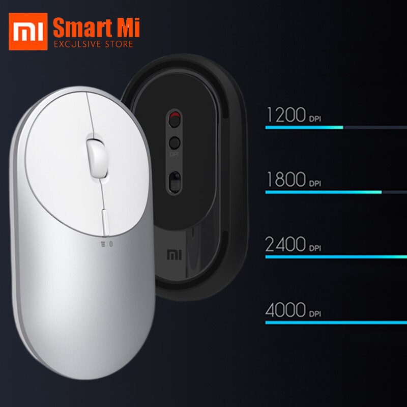 Originele xiaomi mi draagbare muis 2 usb 2.4 ghz bluetooth dual-mode verbinding laptop kantoor draadloze muis instelbare dpi 4000