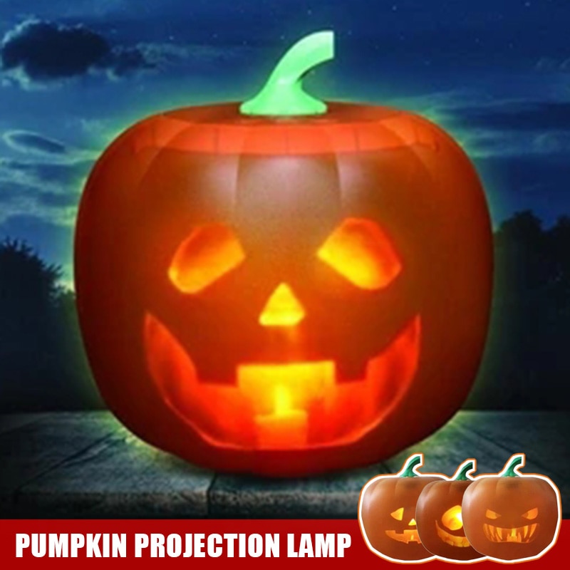 Halloween flash talende animeret led græskar legetøj projektion lampe til hjem partylanterndecor rekvisitter