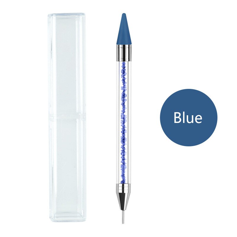 ANGNYA 1Pcs Dual Heads Acrylic Nail Dotting Wax Pen Rhinestones Gem Picker Crystal Picking Nail Art Studs Dotter DIY Drill Tools