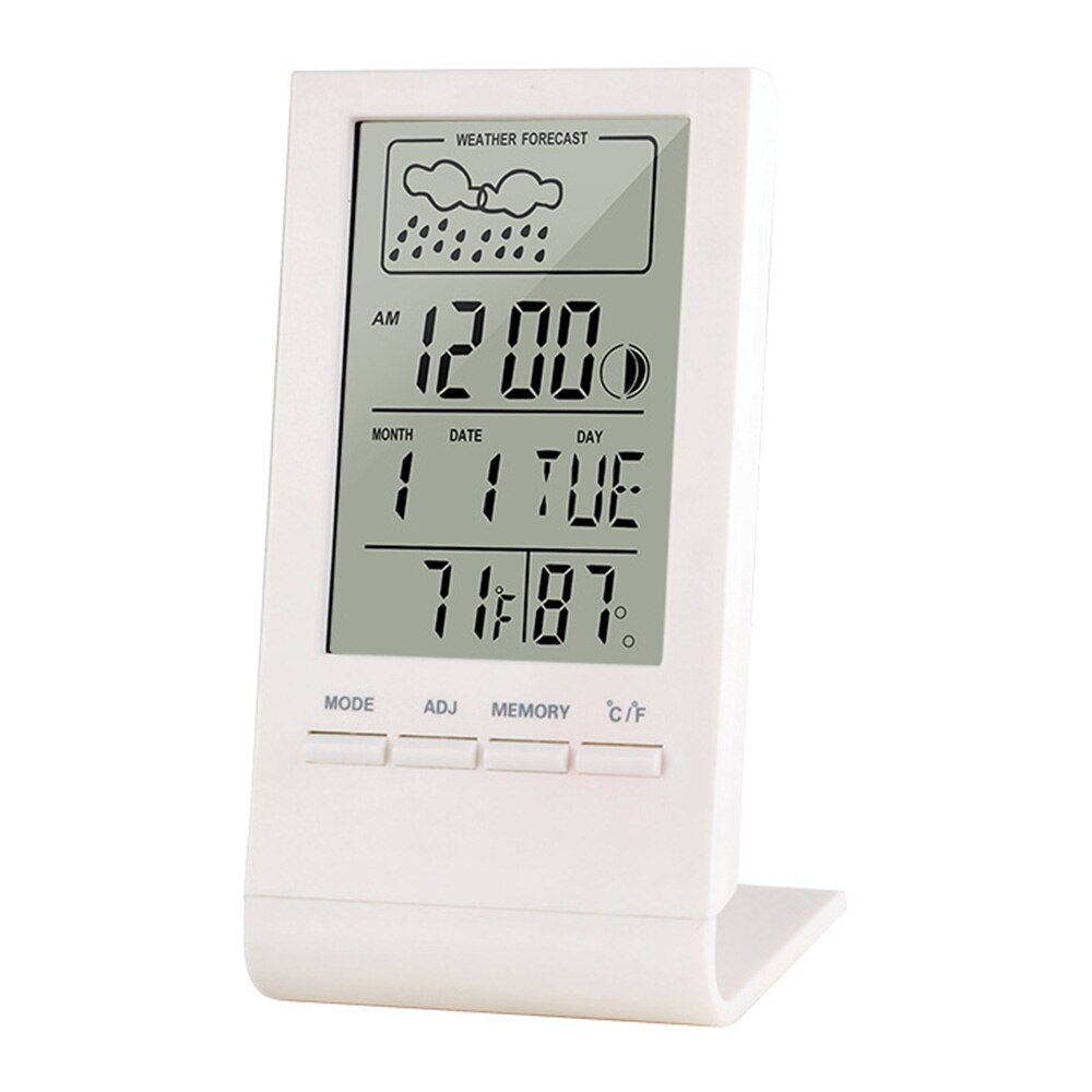 Thermometer Hygrometer Gauge Indicator Automatic Electronic Temperature Humidity Monitor Indoor/Outdoor Weather Station Clock: White