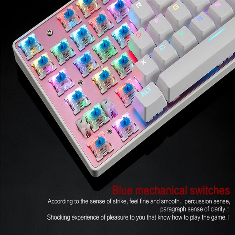 Motospeed-Teclado mecánico para videojuegos CK104, 104 teclas, interruptor azul, ruso, inglés, rojo, con cable de Metal, retroiluminado con LED, RGB, tableta de escritorio