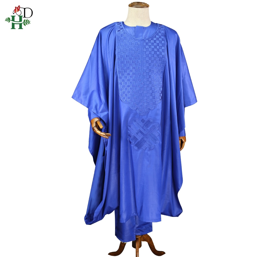 H & D-ropa de Dashiki sin capucha para hombre, conjunto de 3 piezas de camisa y pantalón, vestimenta Formal tradicional africana,