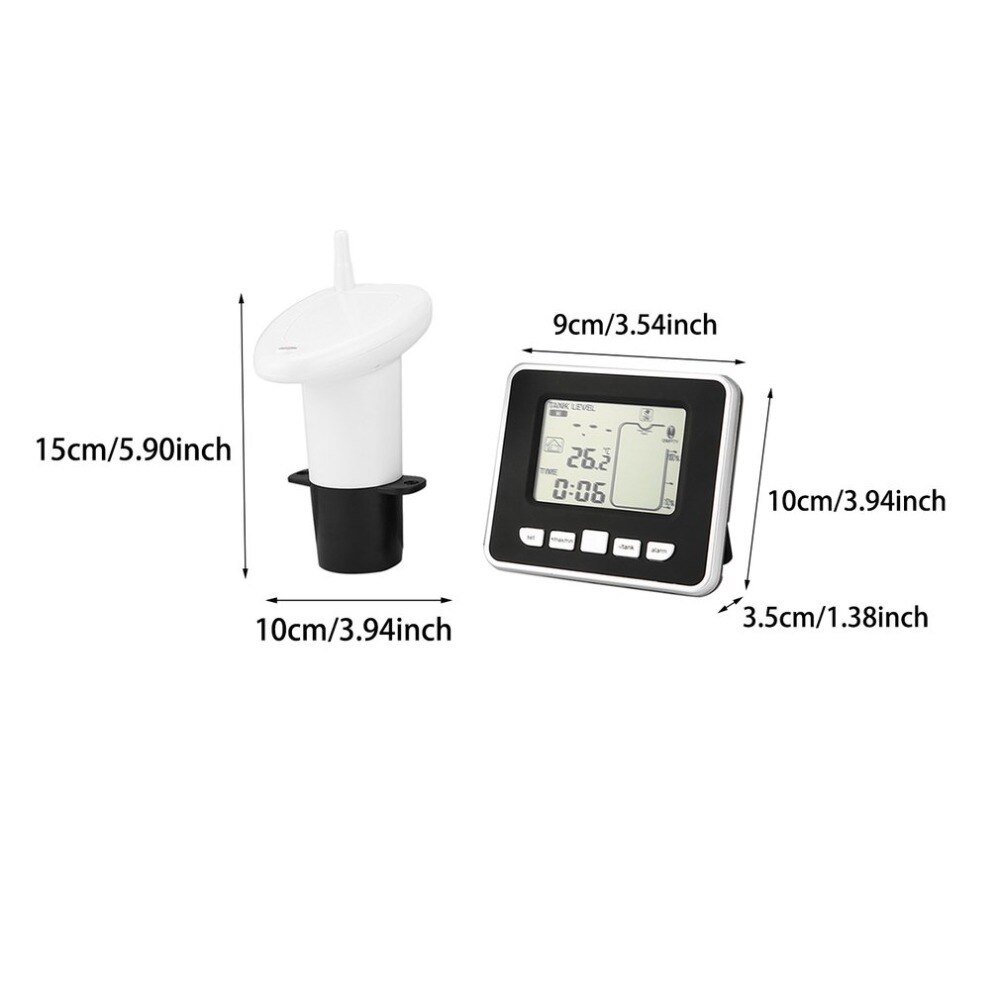 Ultrasonic Wireless Water Tank Liquid Depth Level Meter Sensor with Temperature Display with 3.3 Inch LED Display