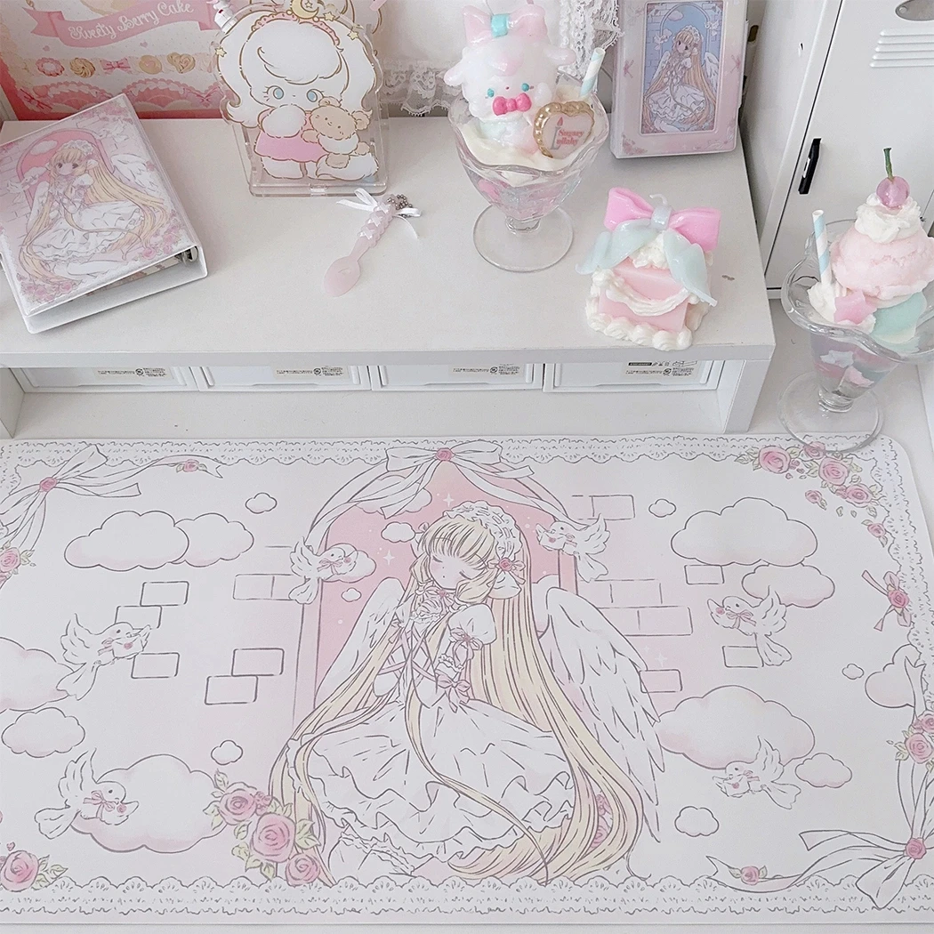 Ins Style Original Girl Mouse Pad Waterproof Anti Slip Student Dormitory Dining Table Mat Cute Office Study Keyboard Pad: XXS / WHITE