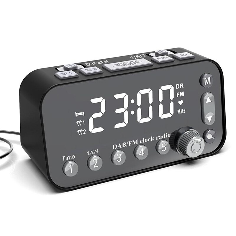 DAB Bedside Alarm Clock Radio Large Sn Dual Alarm Clock Dual USB Radio Sleep Timer FM Radio Clock