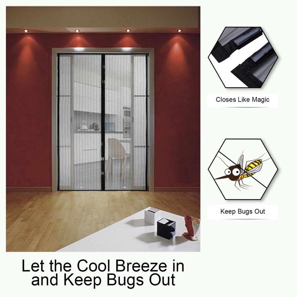 Big size Magnetic Attractable Anti Fly Mosquito Insect Curtain Soft Frame Screen Window Mesh Net Automatic Closing Door Screen