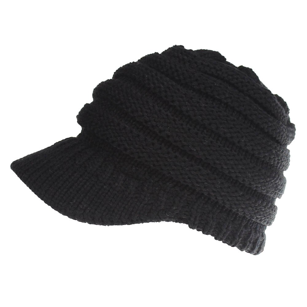 Doradeer Ins Vrouwen Hoeden Gebreide Baseball Mutsen Skullies Open Pony Tail Hoed Mutsen Cap Ski Sport Cap: Black