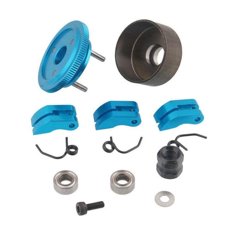 Rc clutch bell 14t gear leje clutch sko fjedre kegle & motor møtrik svinghjul forsamling til 1/8 rc model nitro bil hpi hsp traxxa