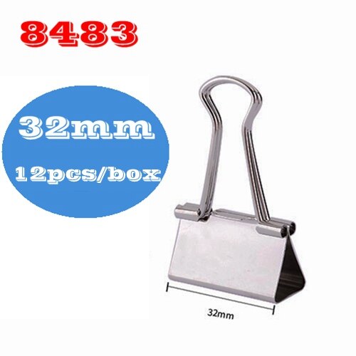 Caja de clips metálicos Deli 8843, caja de clips para papeles de 19mm, 25mm, 32mm, caja completa, 12 Uds.: 32mm(12pcs)