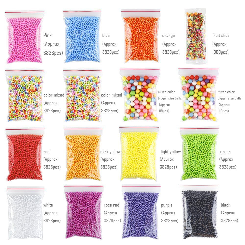 60 Pack Slime Levert Maken Kit Charms Slime Platte Kralen Kleurrijke Parel Schuim Bal Zachte Aardewerk Kinderen Diy Craft