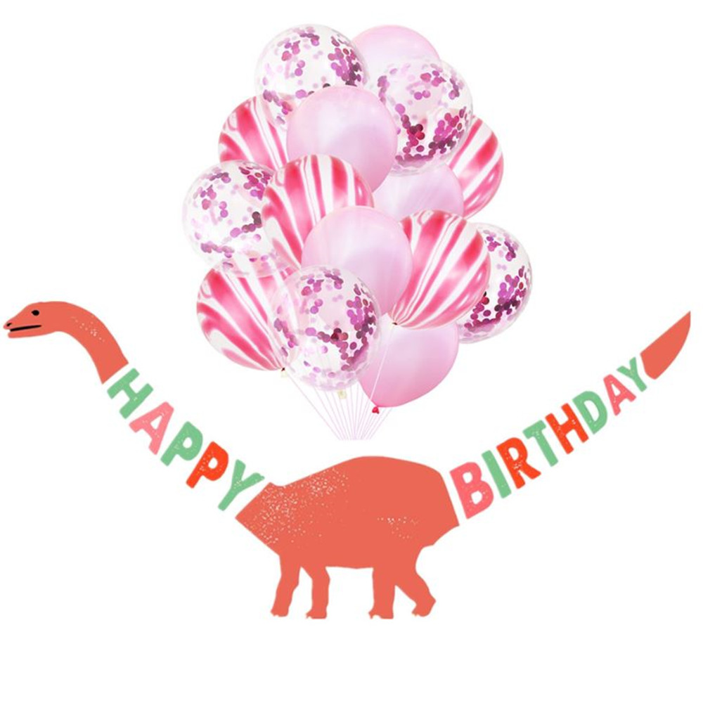 1 set grattis banderoller dinosaurie fest dino latex ballonger baby födelsedag dekorationer barn dinosaurie födelsedagsfest tillbehör: Gul