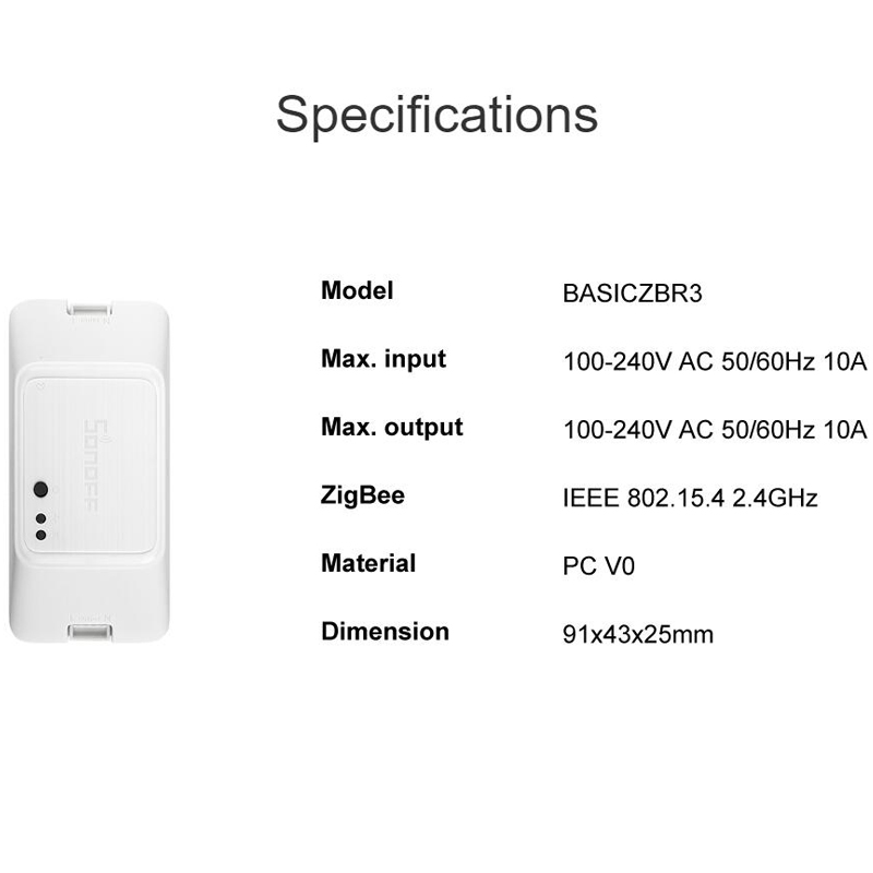 SONOFF Zigbee Switch Module BASICZBR3 DIY Smart Switch Wireless Timer Switches Vocie Control Via Alexa SmartThings Hub eWelink