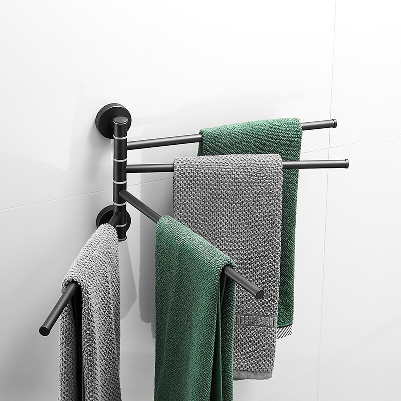bathroom towel bar stainless steel hanging holder wall mounted glue paste rotating double towel holder rail hanger with hook