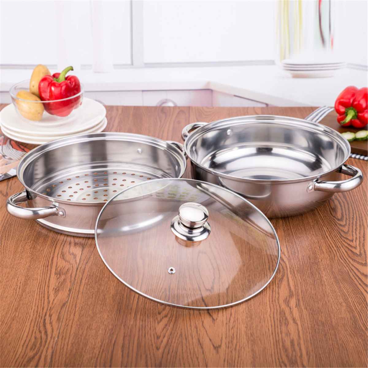 2 Tiers Voedsel Stoomboot Pot Dampende Kookgerei Keuken Tool Todays Specials Rvs