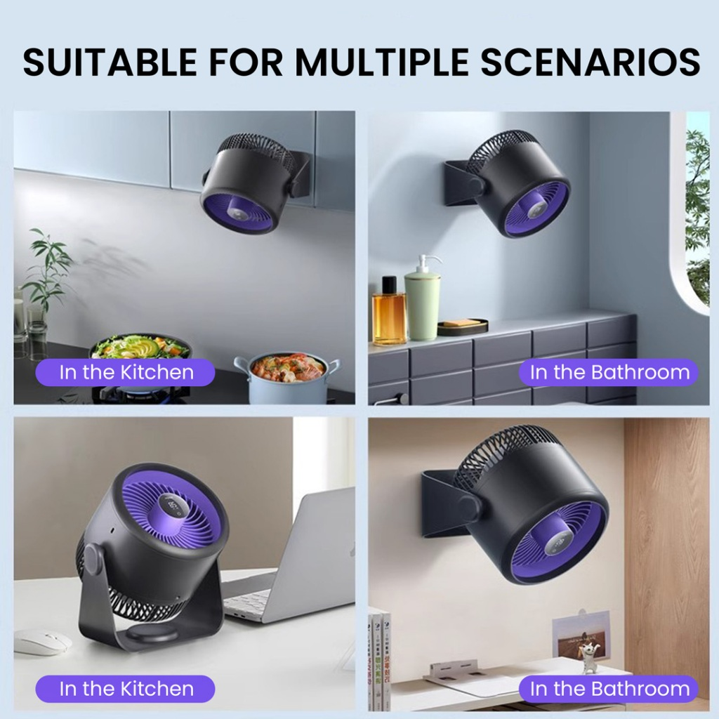 EDON E801 USB Air Circulation Fan Portable Ventilator Digital Display Electric Desktop Ceiling Fan Air Cooler for Home Kitchen