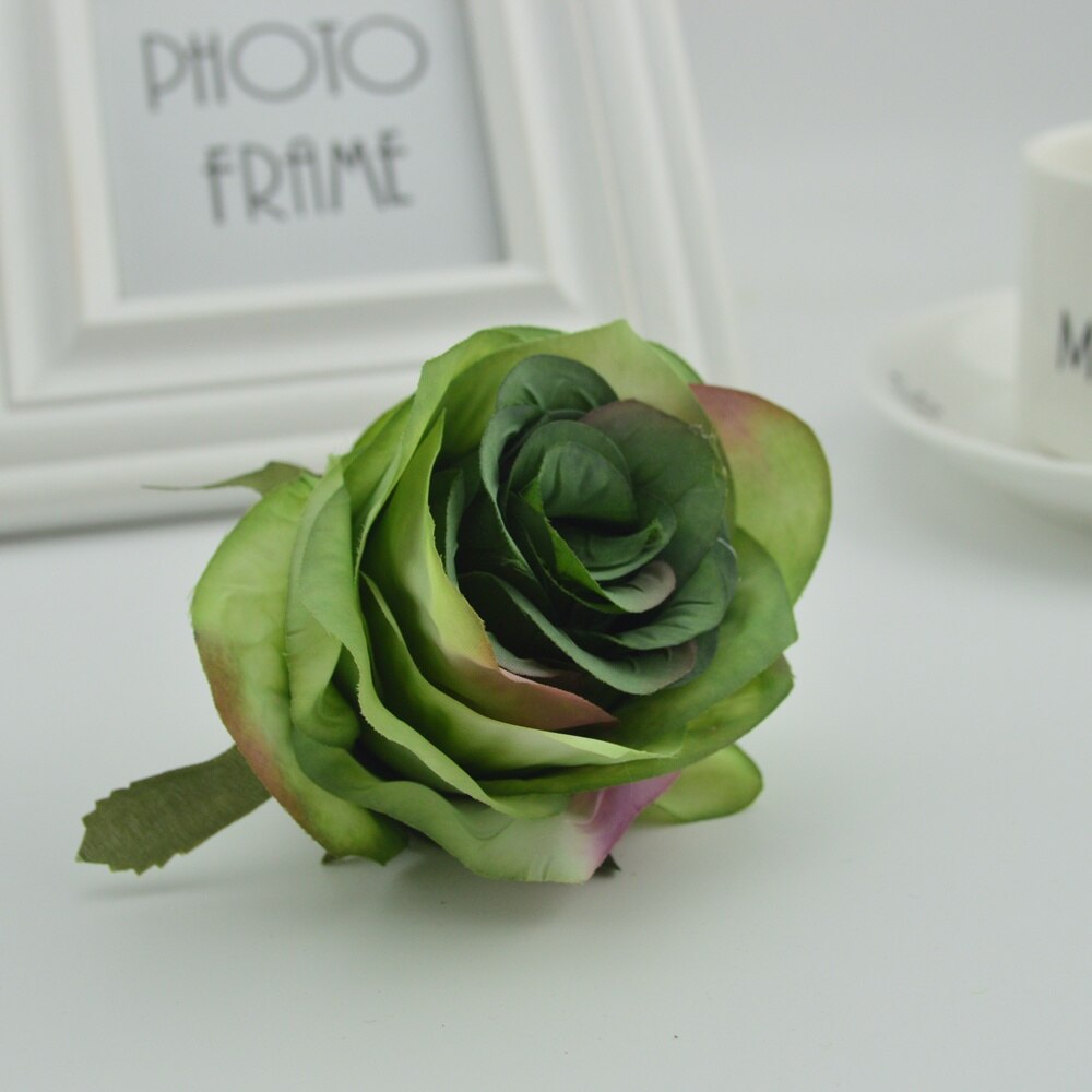 100 st silke plast rosor blommor vägg för vaser hem bröllop dekoration tillbehör billiga konstgjorda blommor för scrapbooking: Grön