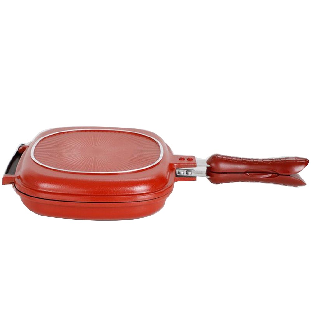 Non-stick Double-sided Frying Pan No Oil Splash Less Smoky Smell Wok Portable Double Sided Steak Frying Pan for Home Kitchen