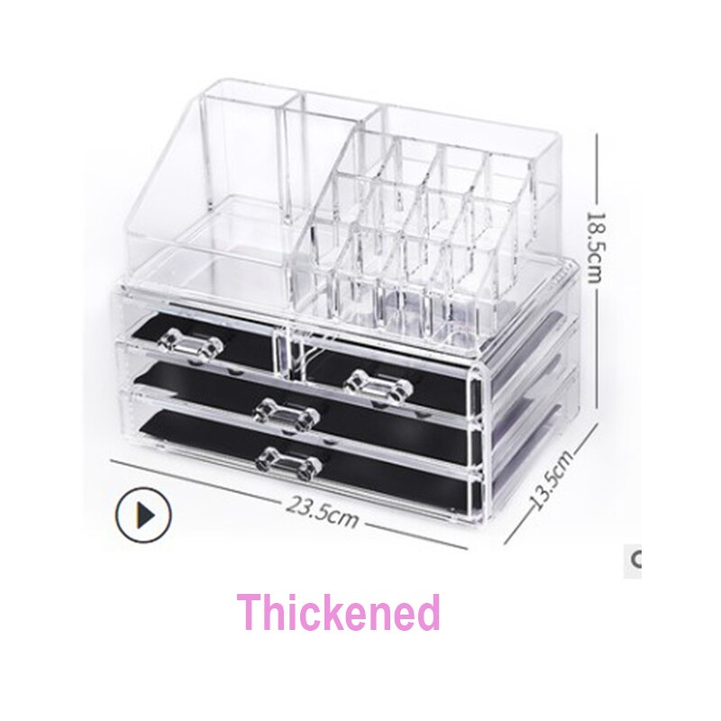 Acrylic transparent Makeup Organizer Storage Boxes Make Cosmetics Brush Organizer home Drawers Cotton Swabs Stick Storage case: 6Thickened