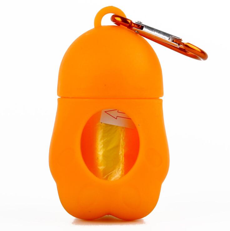 TECHOME Portable Pet Garbage Bag Dog Cat Pick Up Toilet Dispenser Garbage Box Shovel Pick Up Cleaning Supplies: Orange