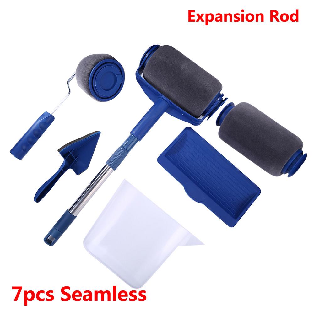 5/8pcs DIY Paint Runner Pro Roller Brush Tools Set Handle Flocked Edger Office Home Room Wall Painting Roller Paint Brush Sets: 7pcs Seamless