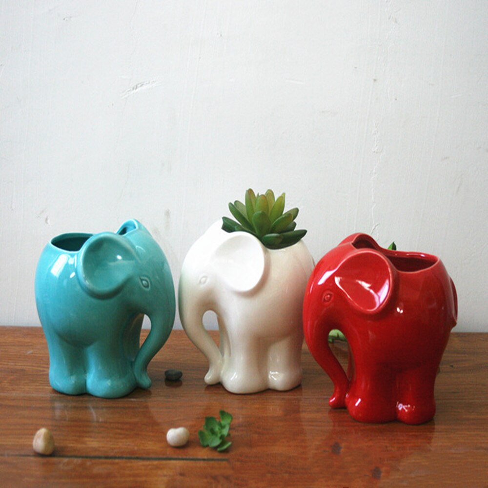 Animaux en forme de Pot de fleur en céramique éléphant Succulent planteur Cactus plantes succulentes fleur mignon Pot de fleur décoration de bureau