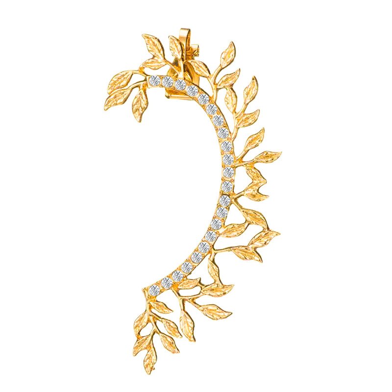 Pendientes nuevos de hoja de diamante con temperamento para mujer, joyería creativa de mujer, clip para la oreja colgante de dominación única exagerada,