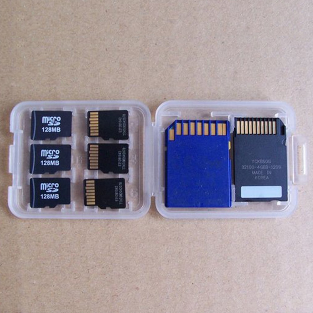 1 Pc 8 In 1 Protector Houder Plastic Transparante Mini Voor Sd Sdhc Tf Ms Memory Card Storage Case Box tas