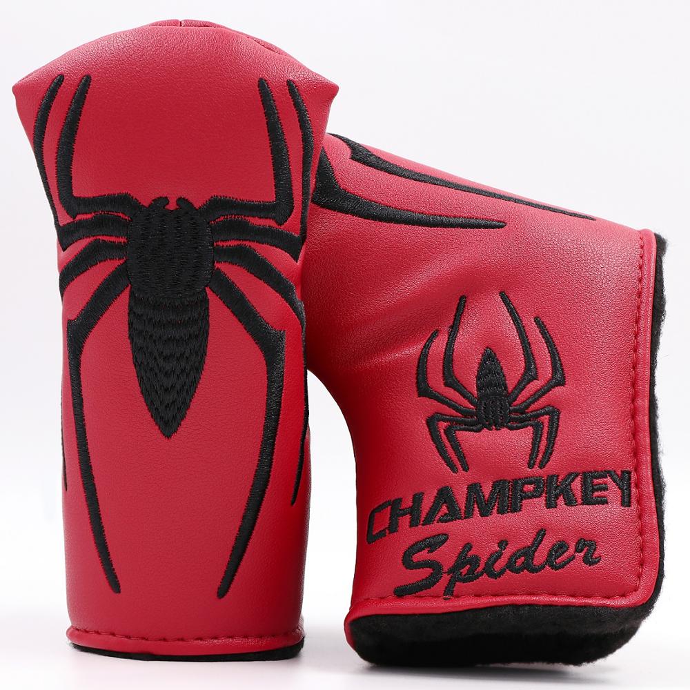 Spider with Silver Web Golf Putter Cover Headcover for Blade Golf Putter Red White Black Head Cover