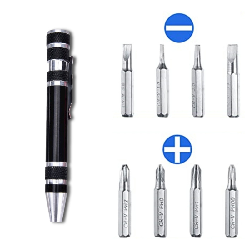 Multifunction 8 In 1 Screwdriver Pen Portable Mini Repair Hand Screwdriver Aluminum Alloy Precision Tools Kit Disassembly Gadget: 3