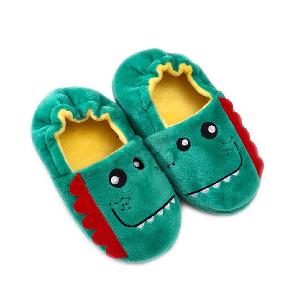 Chaussures chaudes à semelles souples pour bébés, pantoufles imprimées de dessins animés, pour garçons et filles,: green / 11,5