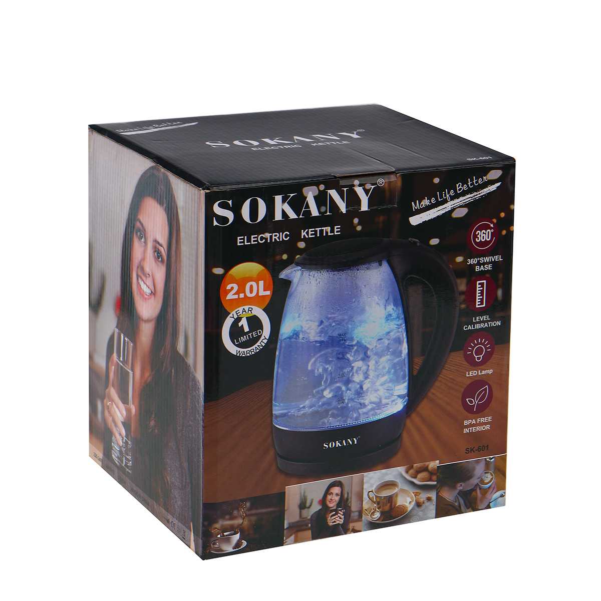 SOKANY 2000W Electric Water Kettle Glass Automatic Water Kettle Water Heater Boiling Tea Pot Intelligent Temperature Control