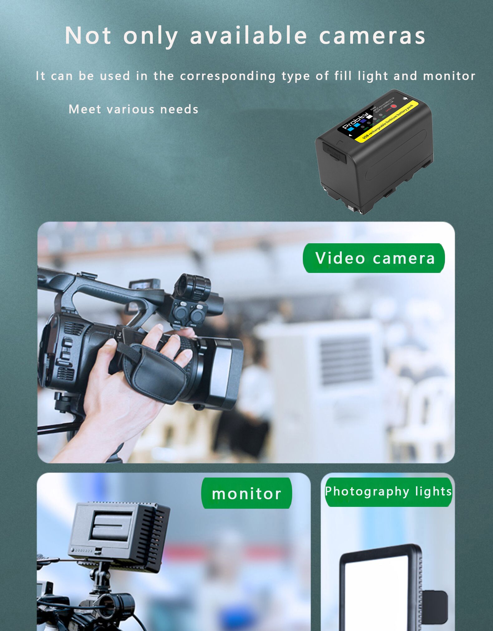 Probty 6800mAh/8800mAh NP-F980 NP-F970 NPF960 NPF970 Battery with USB Charge Output For Sony PLM-100 CCD-TRV35 MVC-FD91 MC1500C