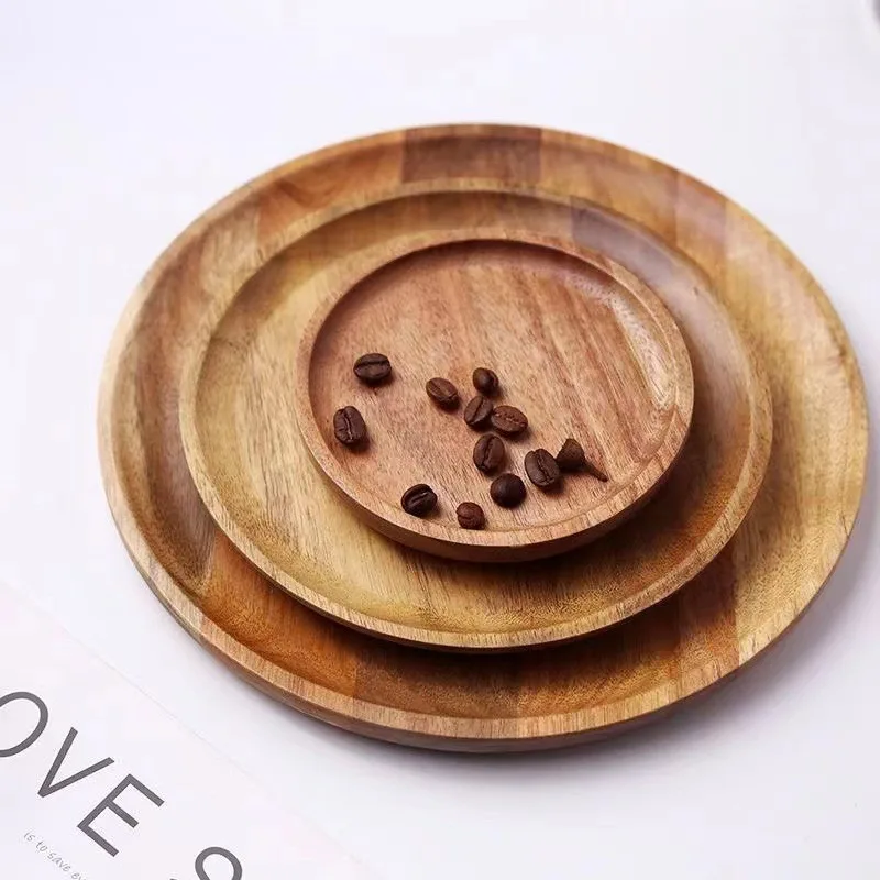 15/20/25 cm Holz Runde Servierplatte Tablett Retro Holz Pizza Salatteller Obst Dessert Brot Kuchen Behälter Snacks Gericht