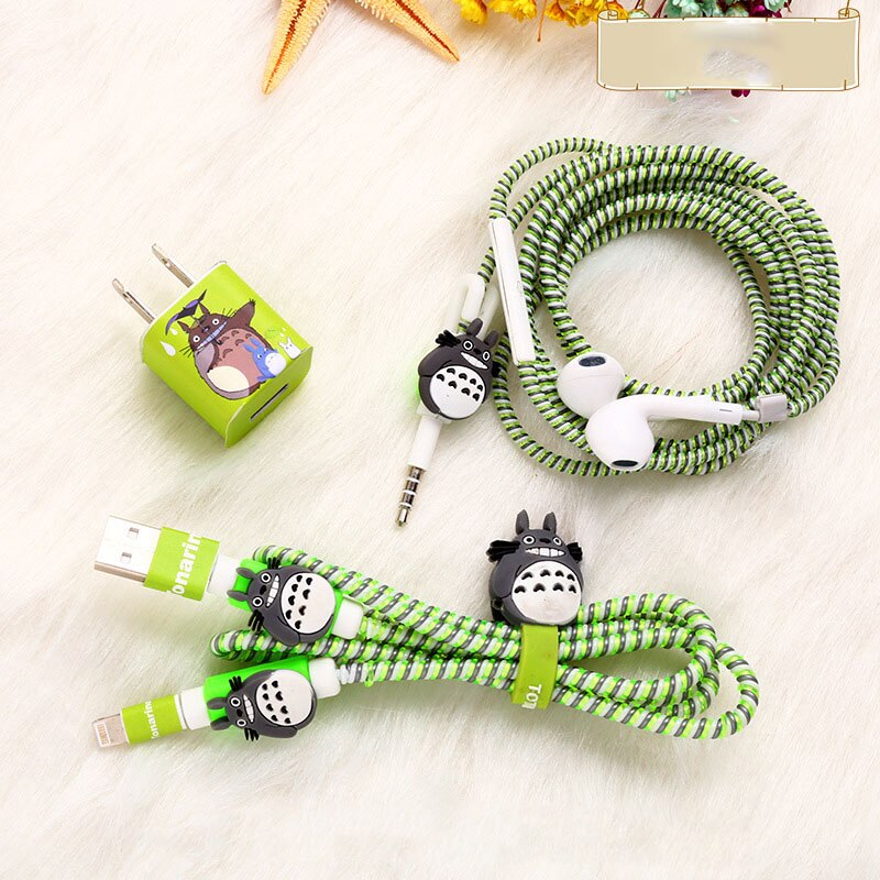 3 i 1 kabel opptrekker tpu spiral ledning beskyttelse usb ladekabel beskytter øretelefon ledningshåndtering til iphone 5 5s 6 7 8