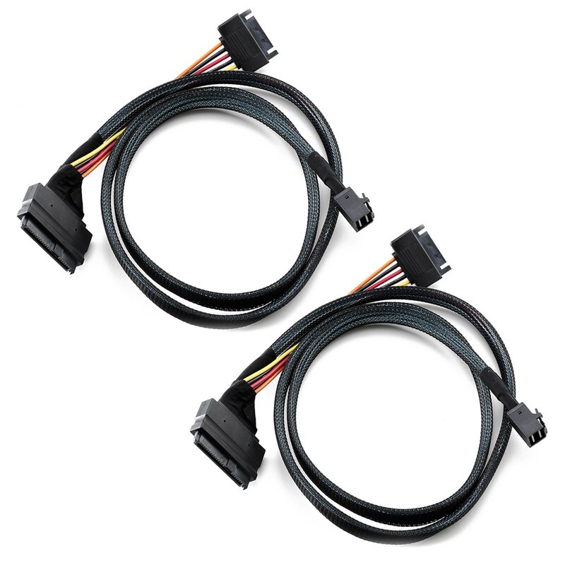 2X 0.5M/1.5Ft Mini SAS SFF 8643 to U.2 SFF-8639 Cable with 15 Pin Female SATA Connector SSD Power Cable Wire 12Gb/S: Default Title