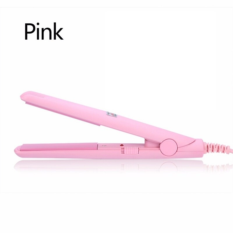 Mini hår bärbar plattång 110-220v locktång mini plattång för håruträtning: Rosa