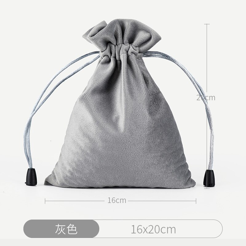 Velvet Drawstring Bags Wedding Partty Candy Bags Storage Packaging Bags Supplier: 16x20cm  gray
