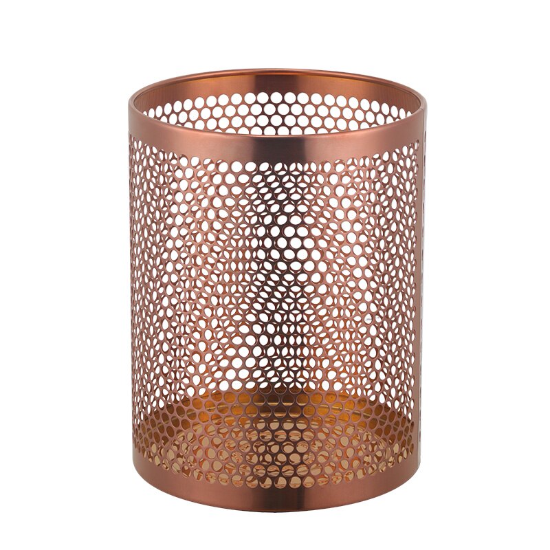 1Pc Stainless Steel Kitchen Trash Can Office Gold Mesh Trash Bin Home Waste Bin Car Storage Bucket Living Room Garbage Basket: Rose gold-1pc