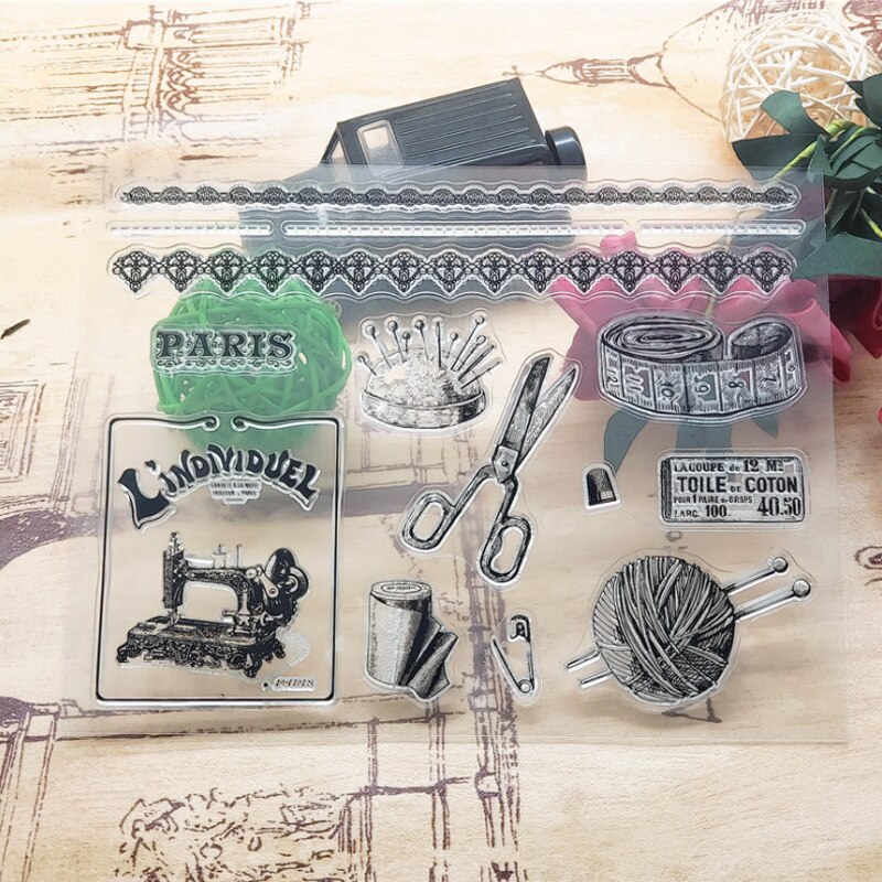 1pc Kawaii Sewing Silicone Clear Seal Stamp DIY Scrapbooking Embossing Photo Album Decorative Rubber Stamp Art Handmade Puzzle